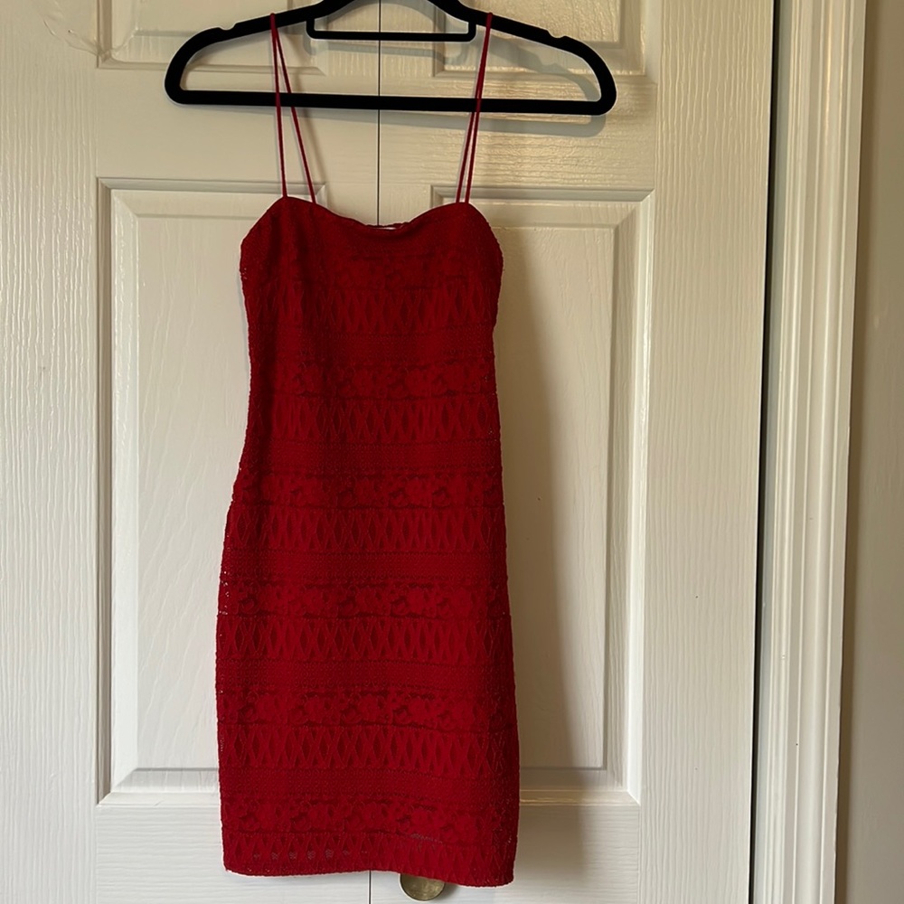 Urban Outfitters red lace mini dress